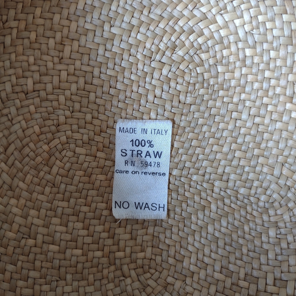 Straw Hat Made in Italy Green Trim  Beach Sun - Picture 5 of 10